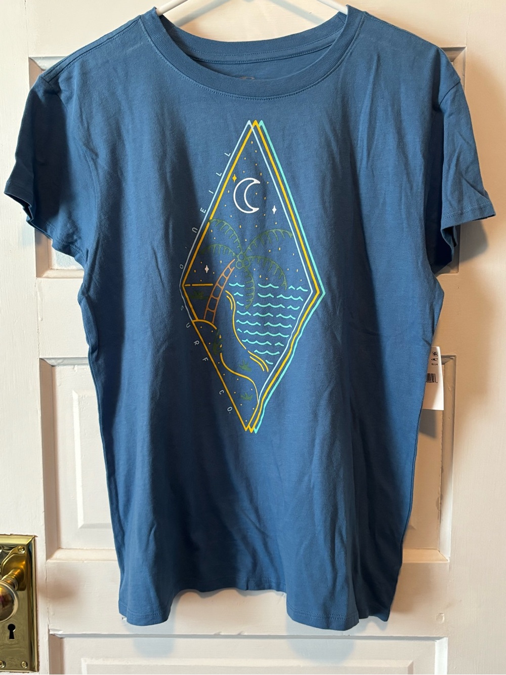 O'Neill Blue Short-Sleeve Tee with Palm Moon Graphic